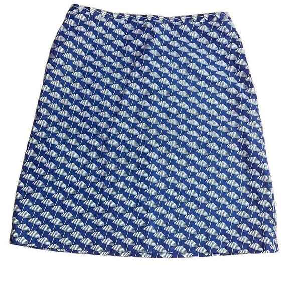 Boden British PRINTED COTTON A-LINE SKIRT w pockets Klein Blue Parasol US 8 - Picture 1 of 10